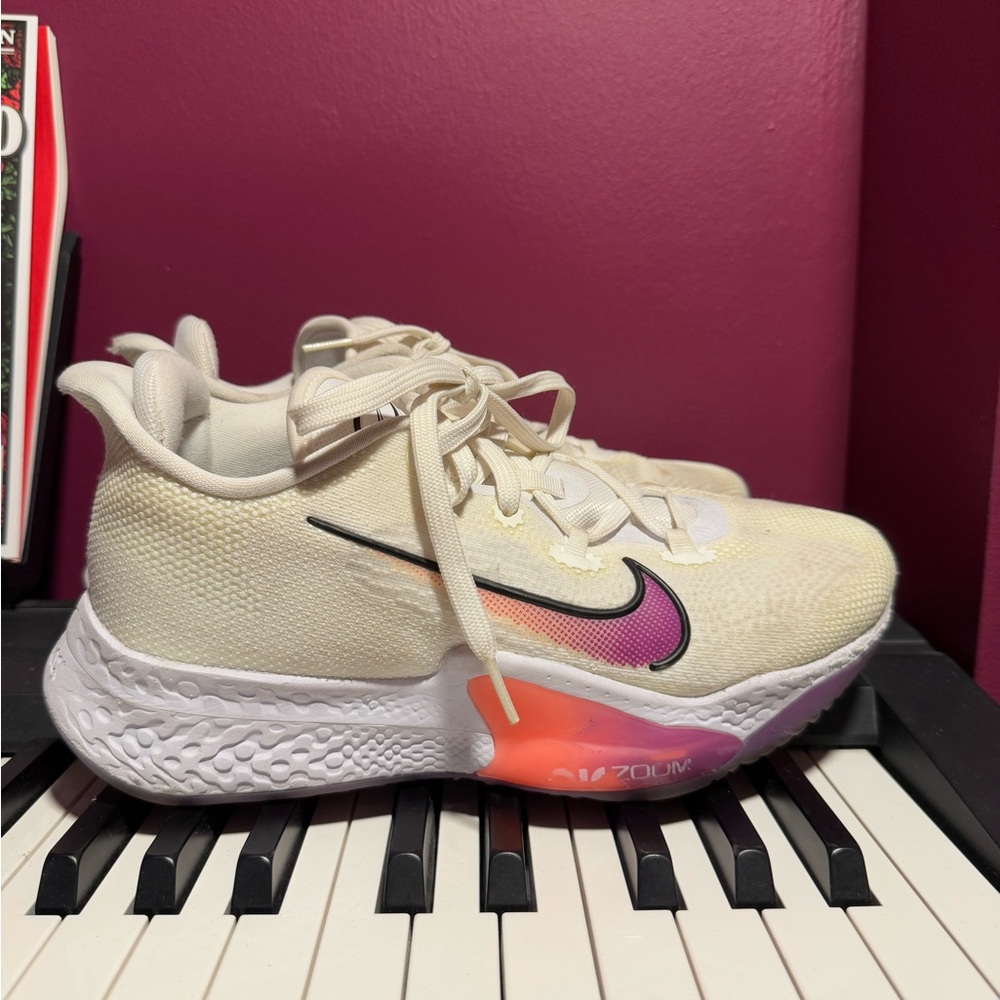 Nike Zoom Cream and Pink Basketball Sneakers